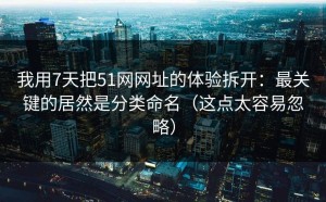 我用7天把51网网址的体验拆开：最关键的居然是分类命名（这点太容易忽略）