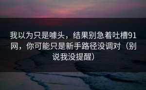 我以为只是噱头，结果别急着吐槽91网，你可能只是新手路径没调对（别说我没提醒）