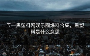 五一黑塑料网娱乐圈爆料合集，黑塑料是什么意思